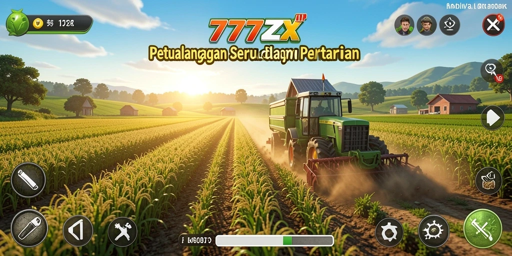 Screenshot gameplay 777ZX menampilkan aktivitas bertani yang mengasyikkan.
