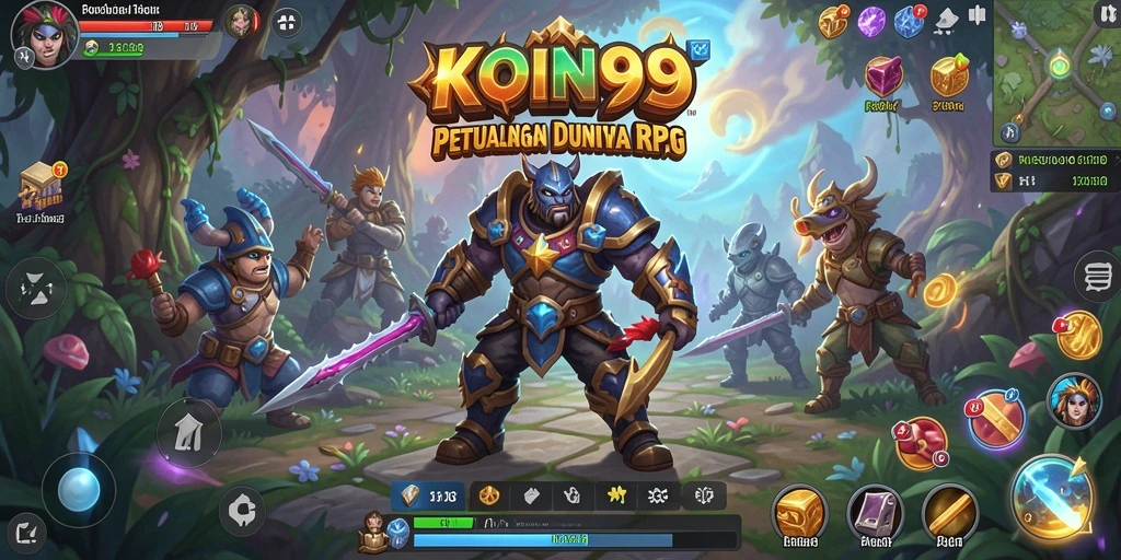 Tangkapan layar permainan KOIN99 menampilkan pertarungan epik dalam dunia RPG.