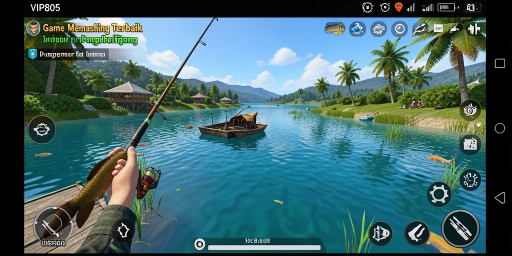 Screenshot gameplay VIP805 yang menampilkan pengalaman memancing yang seru.