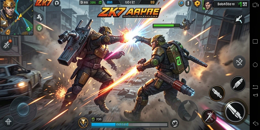 Gameplay ZK7 menampilkan aksi cepat dan grafis yang memukau.